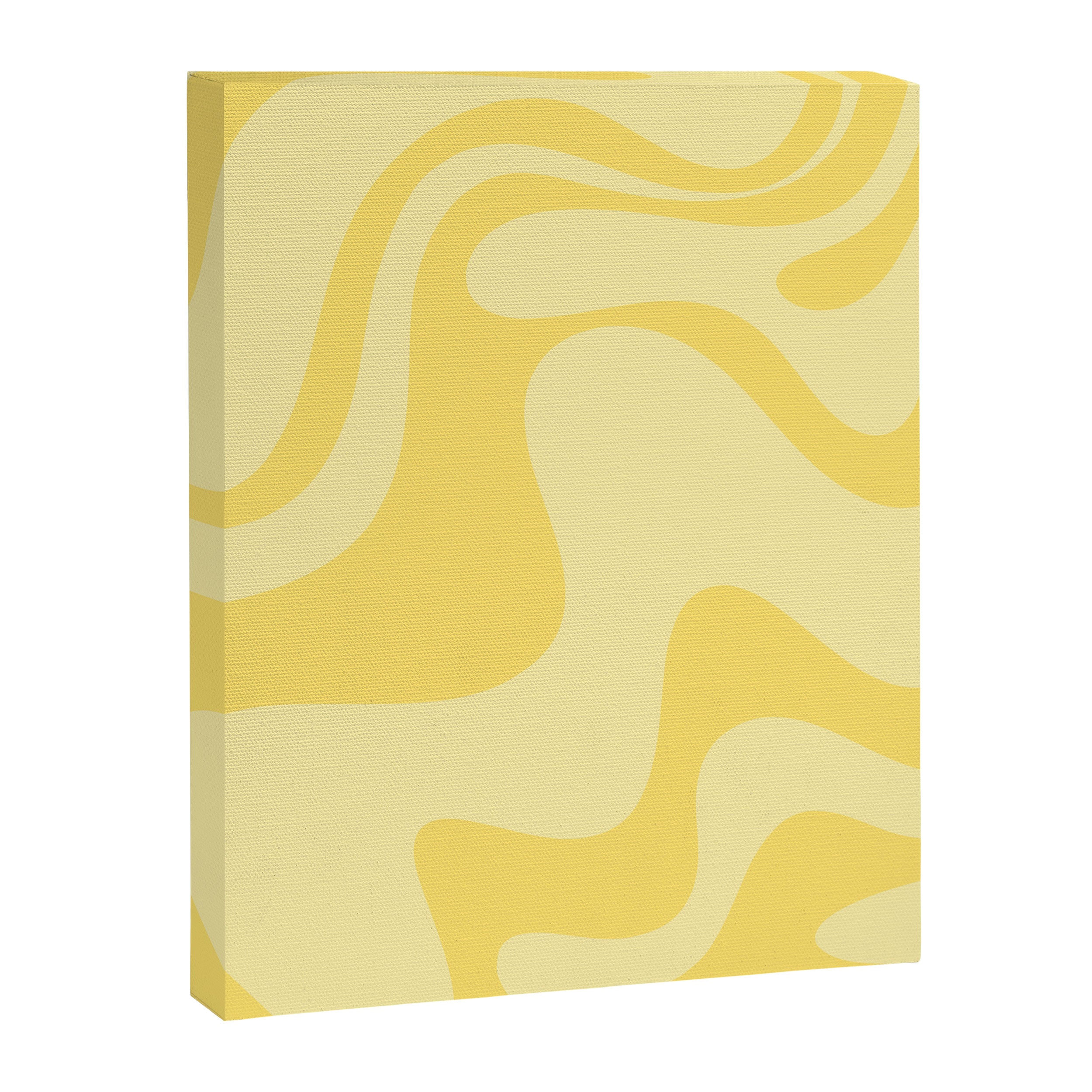 Retro Liquid Swirl Contemporary Abstract Pattern 2 in Double Butter Yellow Canvas Print Gallery Image 8