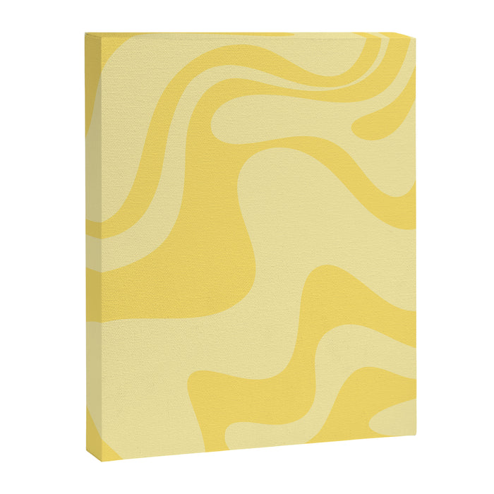 Retro Liquid Swirl Contemporary Abstract Pattern 2 in Double Butter Yellow Canvas Print Gallery Image 1
