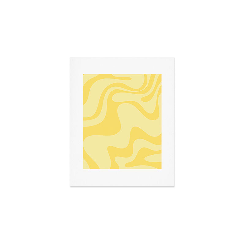 Retro Liquid Swirl Contemporary Abstract Pattern 2 in Double Butter Yellow Art Print Gallery Image 1