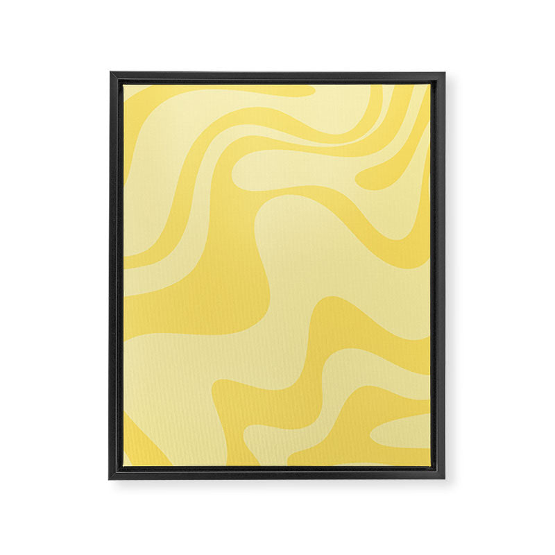 Retro Liquid Swirl Contemporary Abstract Pattern 2 in Double Butter Yellow Framed Canvas Print Gallery Image 8