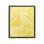 Retro Liquid Swirl Contemporary Abstract Pattern 2 in Double Butter Yellow Framed Canvas Print Gallery Image 8