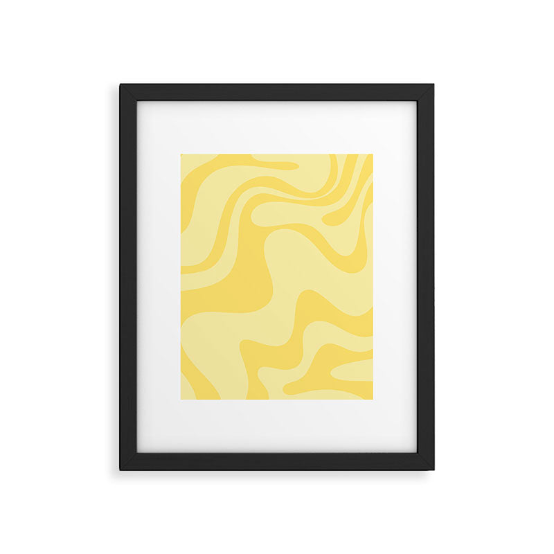 Retro Liquid Swirl Contemporary Abstract Pattern 2 in Double Butter Yellow Framed Art Print Gallery Image 6