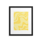 Retro Liquid Swirl Contemporary Abstract Pattern 2 in Double Butter Yellow Framed Art Print Gallery Image 6
