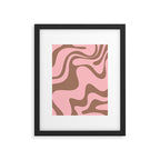 Retro Liquid Swirl Contemporary Abstract Pattern 2 in Mocha Brown and Pink Framed Art Print Gallery Image 6
