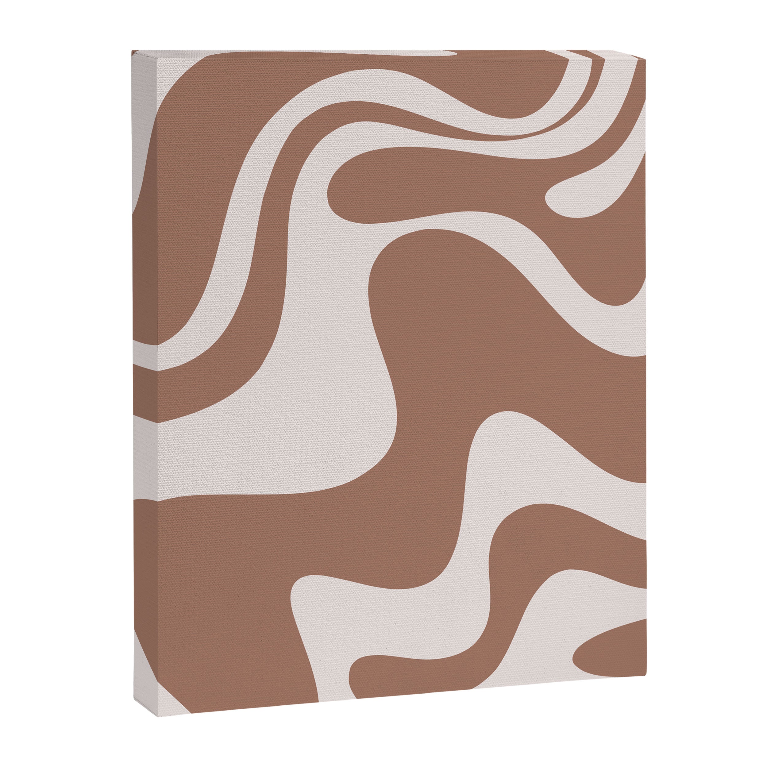 Retro Liquid Swirl Contemporary Abstract Pattern 2 in Mocha Latte Brown Canvas Print Gallery Image 8