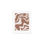 Retro Liquid Swirl Contemporary Abstract Pattern 2 in Mocha Latte Brown Art Print Gallery Image 1