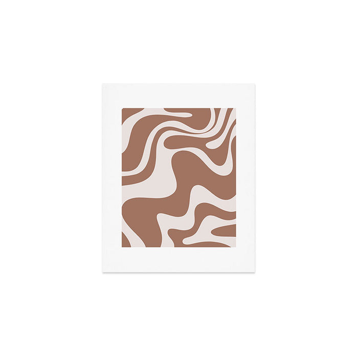 Retro Liquid Swirl Contemporary Abstract Pattern 2 in Mocha Latte Brown Art Print Gallery Image 1