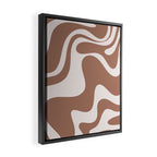 Retro Liquid Swirl Contemporary Abstract Pattern 2 in Mocha Latte Brown Framed Canvas Print Gallery Image 2