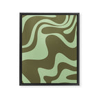 Retro Liquid Swirl Contemporary Abstract Pattern 2 in Olive Celadon Sage Green Framed Canvas Print Gallery Image 8