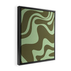 Retro Liquid Swirl Contemporary Abstract Pattern 2 in Olive Celadon Sage Green Framed Canvas Print Gallery Image 2