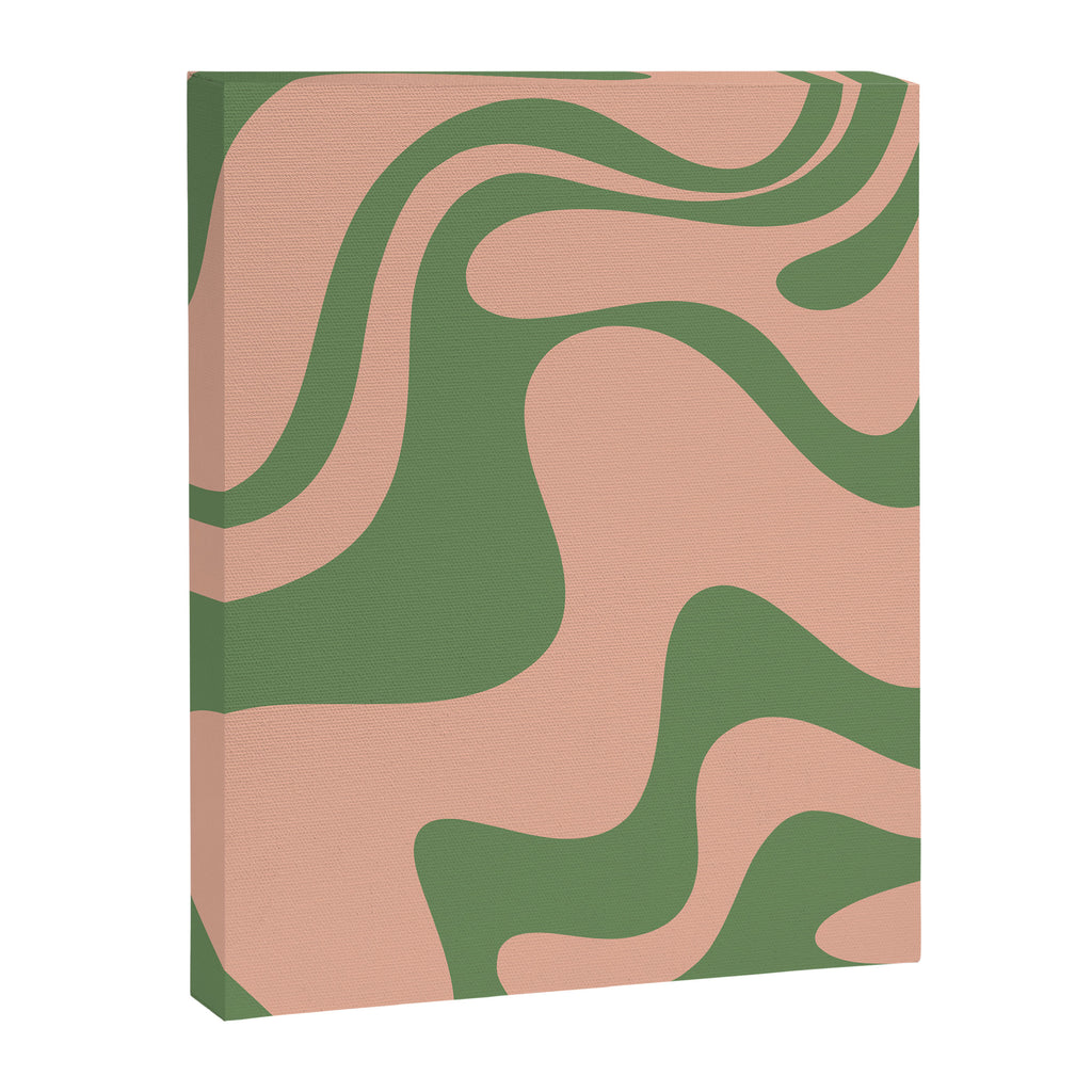 Retro Liquid Swirl Contemporary Abstract Pattern 2 in Vintage Green and Blush Pink Canvas Print Gallery Image 8