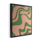 Retro Liquid Swirl Contemporary Abstract Pattern 2 in Vintage Green and Blush Pink Framed Canvas Print Gallery Image 2