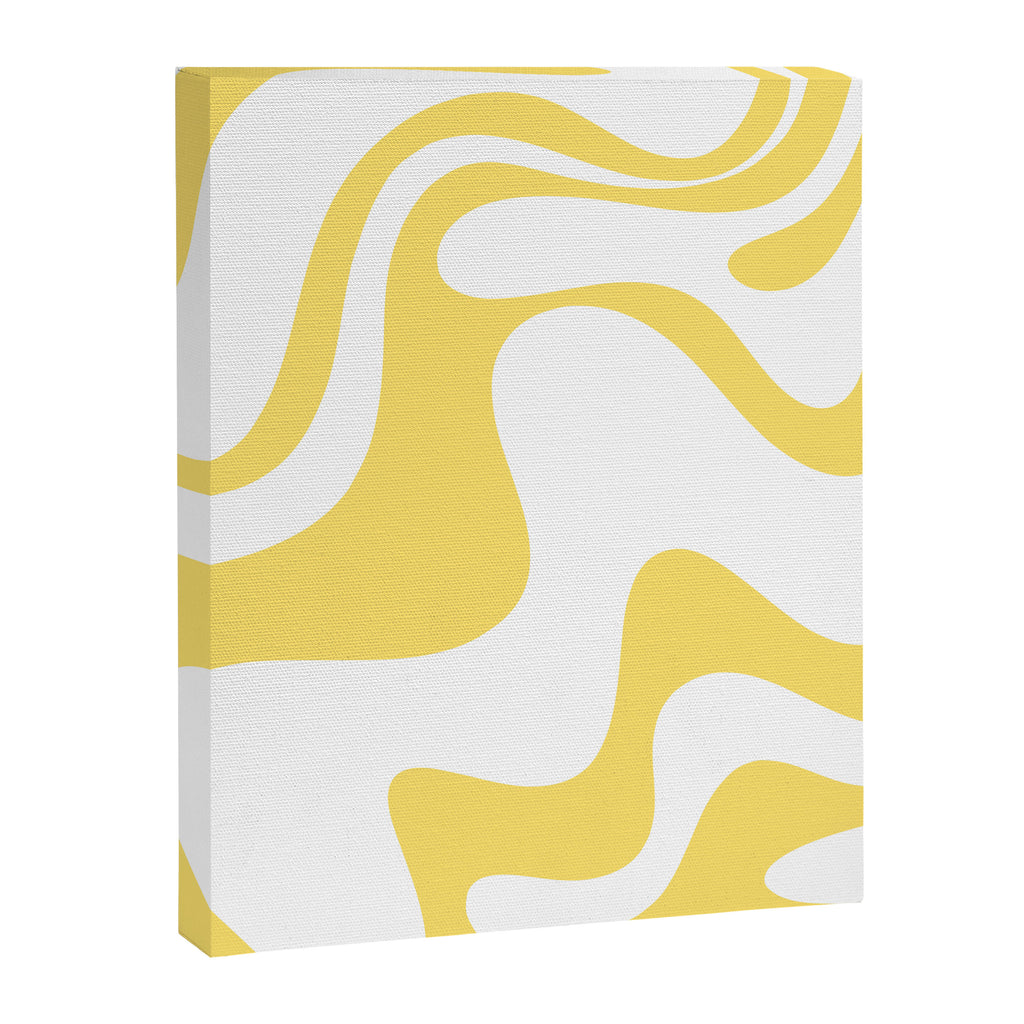 Retro Liquid Swirl Contemporary Abstract Pattern 2 in Yellow and White Canvas Print Gallery Image 8