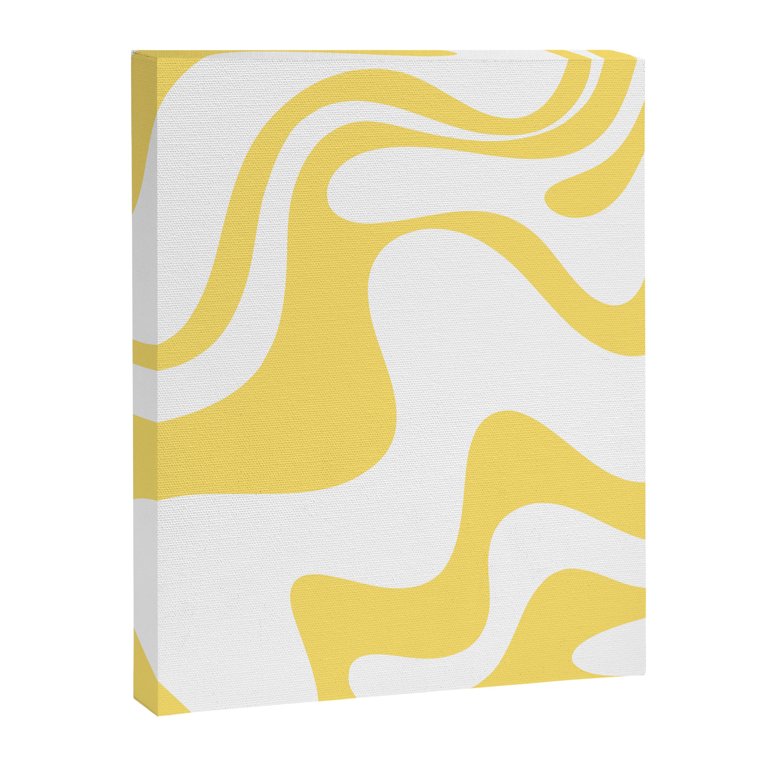 Retro Liquid Swirl Contemporary Abstract Pattern 2 in Yellow and White Canvas Print Gallery Image 8