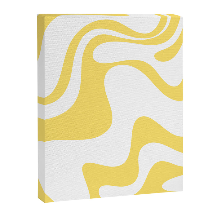 Retro Liquid Swirl Contemporary Abstract Pattern 2 in Yellow and White Canvas Print Gallery Image 1