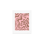 Retro Liquid Swirl Contemporary Abstract Pattern in Mocha Brown and Pink Art Print Gallery Image 1