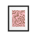 Retro Liquid Swirl Contemporary Abstract Pattern in Mocha Brown and Pink Framed Art Print Gallery Image 5