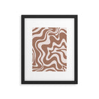 Retro Liquid Swirl Contemporary Abstract Pattern Mocha Latte Brown Framed Art Print Gallery Image 5