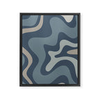 Retro Liquid Swirl Medium Square Abstract Pattern in Steel Blue-Gray Tones Framed Canvas Print Gallery Image 8