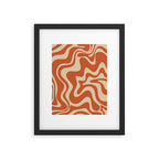 Retro Liquid Swirl Pattern in Mid Mod Burnt Orange and Beige Framed Art Print Gallery Image 5