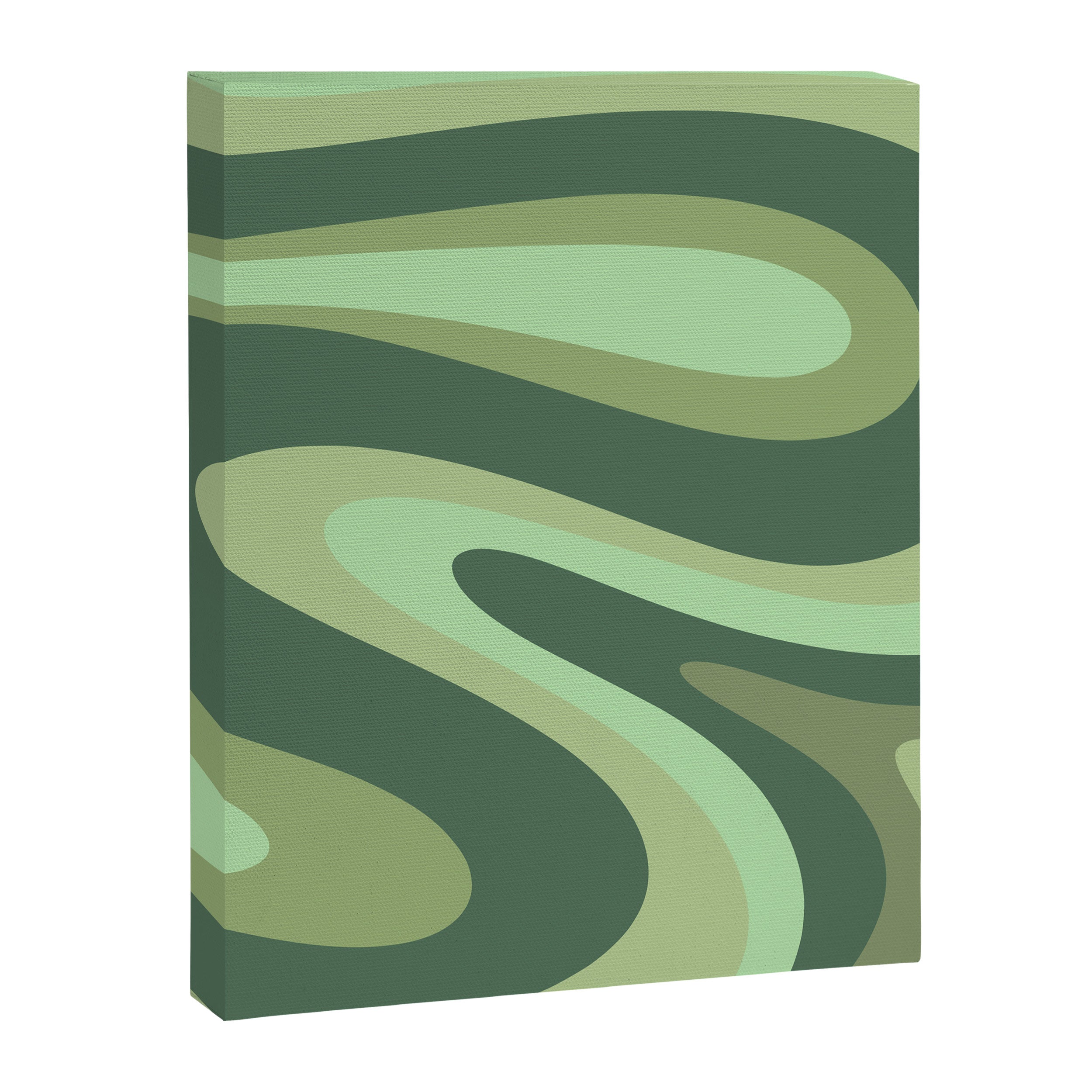 Retro Liquid Swirls Abstract Pattern in Basil and Mint Green Canvas Print Gallery Image 8