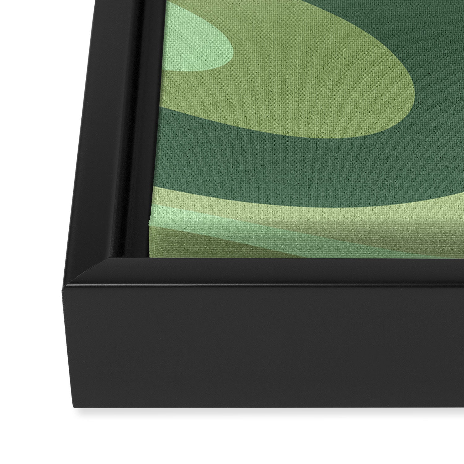 Retro Liquid Swirls Abstract Pattern in Basil and Mint Green Framed Canvas Print Gallery Image 3