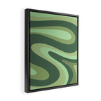 Retro Liquid Swirls Abstract Pattern in Basil and Mint Green Framed Canvas Print Gallery Image 2