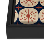 Retro Mid Century Modern Atomic Dots and Stars Pattern in Mid Mod Orange Beige Navy Blue Framed Canvas Print Gallery Image 3