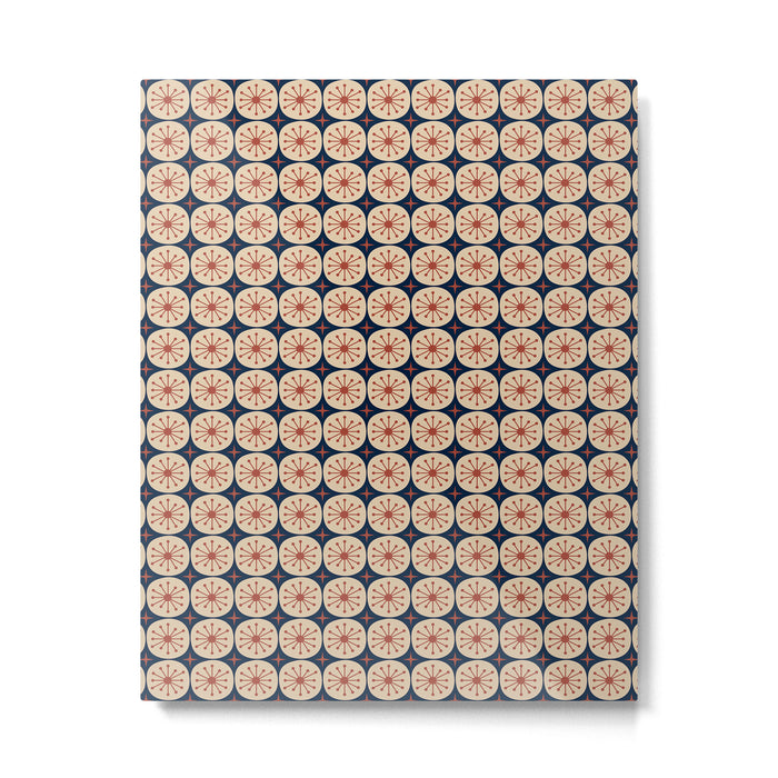 Retro Mid Century Modern Atomic Dots and Stars Pattern in Mid Mod Orange Beige Navy Blue Small Metal Print Gallery Image 1