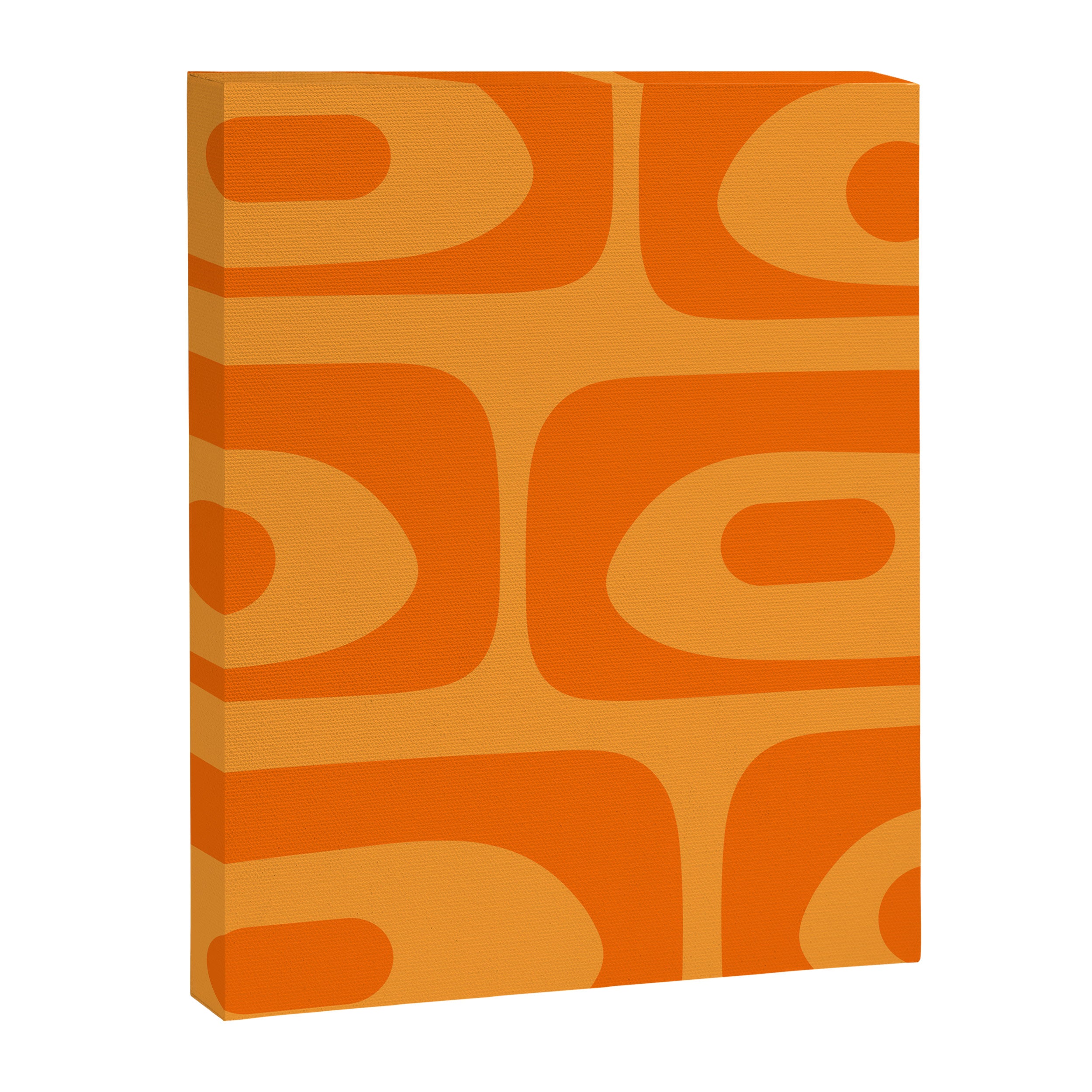 Retro Mid Century Modern Piquet Abstract Pattern in Double Orange Canvas Print Gallery Image 8