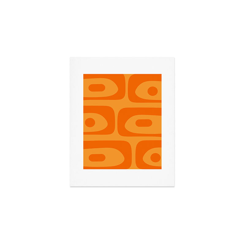 Retro Mid Century Modern Piquet Abstract Pattern in Double Orange Art Print Gallery Image 1