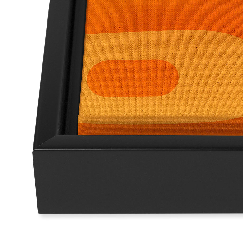 Retro Mid Century Modern Piquet Abstract Pattern in Double Orange Framed Canvas Print Gallery Image 3