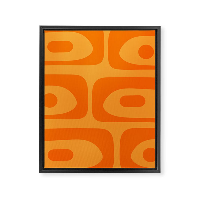 Retro Mid Century Modern Piquet Abstract Pattern in Double Orange Framed Canvas Print Gallery Image 1