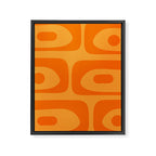 Retro Mid Century Modern Piquet Abstract Pattern in Double Orange Framed Canvas Print Gallery Image 8
