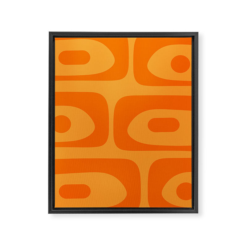 Retro Mid Century Modern Piquet Abstract Pattern in Double Orange Framed Canvas Print Gallery Image 8