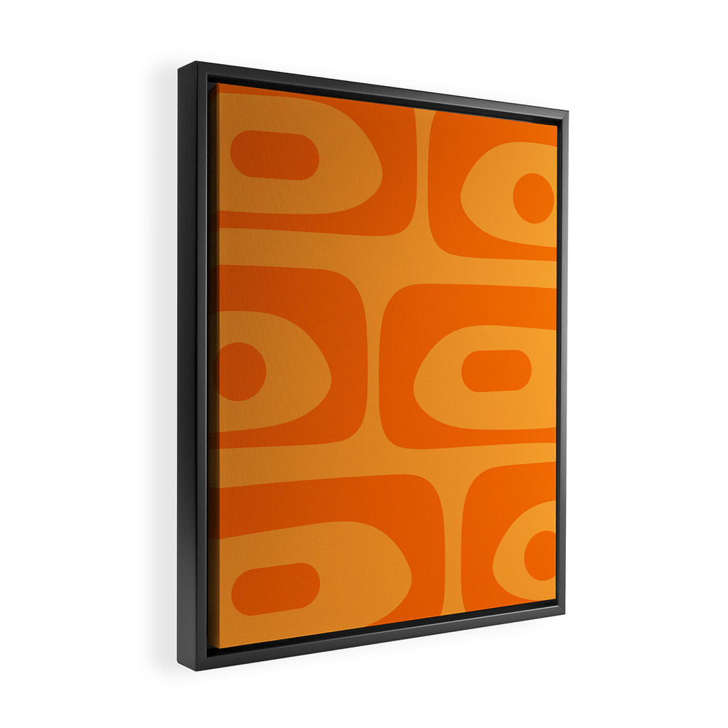 Retro Mid Century Modern Piquet Abstract Pattern in Double Orange Framed Canvas Print Gallery Image 2