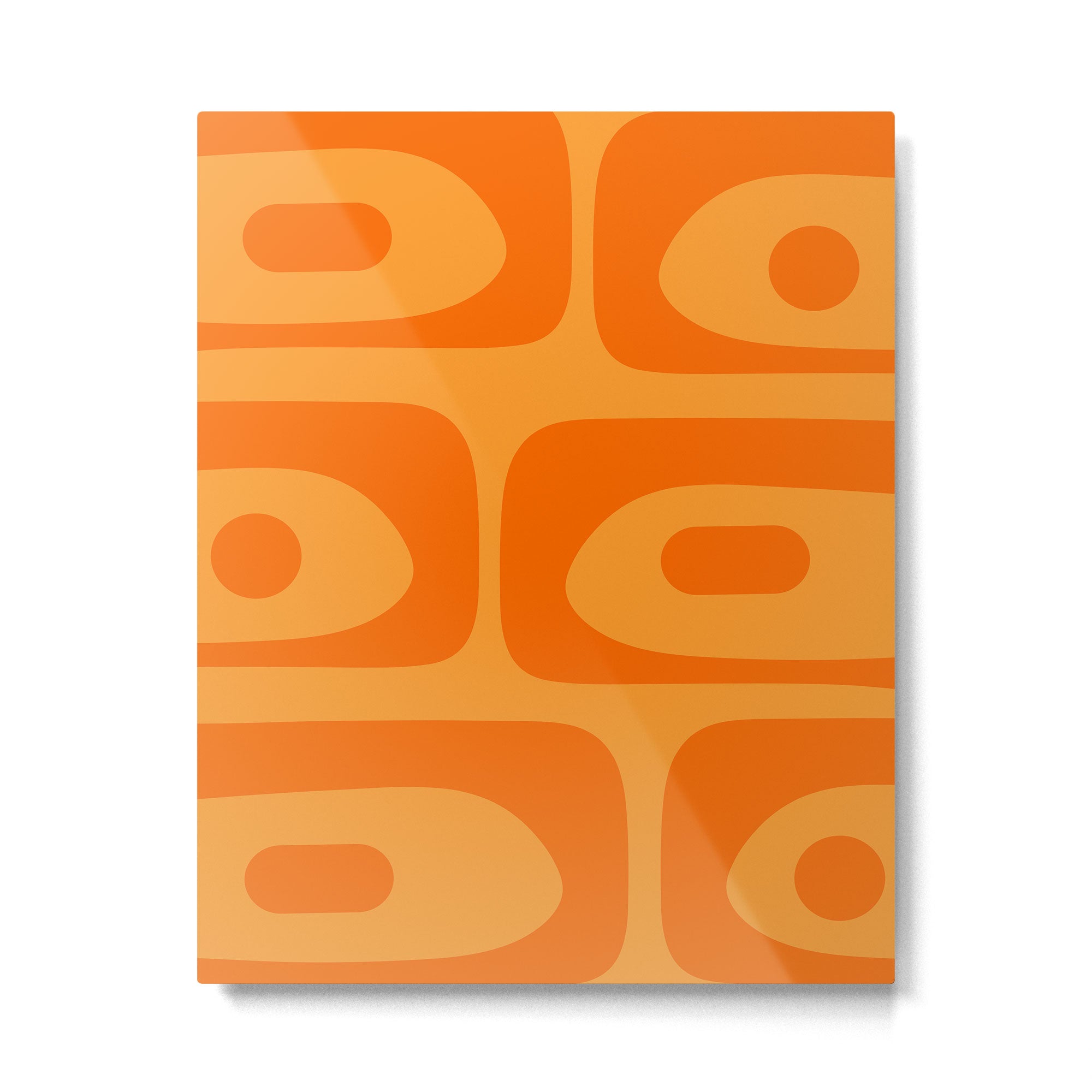 Retro Mid Century Modern Piquet Abstract Pattern in Double Orange Metal Print Gallery Image 6