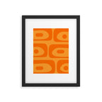 Retro Mid Century Modern Piquet Abstract Pattern in Double Orange Framed Art Print Gallery Image 6