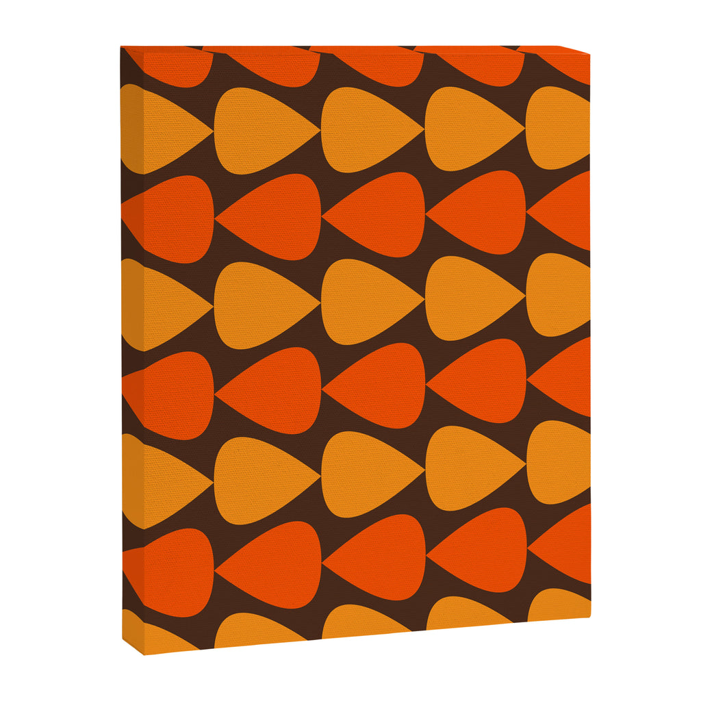 Retro Mid Century Modern Plectrum Stripes Pattern in 70s Brown and Orange Canvas Print Gallery Image 8