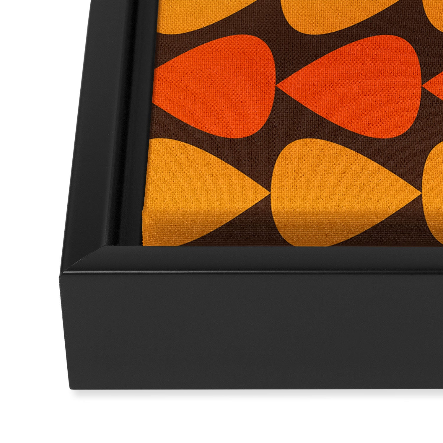 Retro Mid Century Modern Plectrum Stripes Pattern in 70s Brown and Orange Framed Canvas Print Gallery Image 3