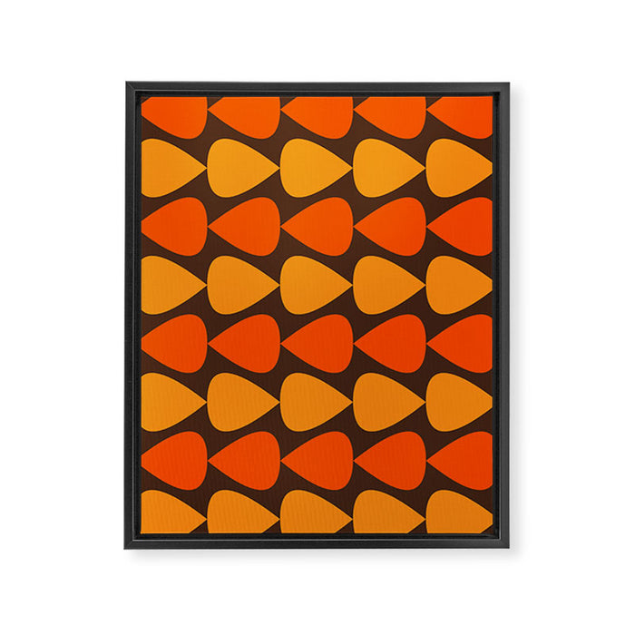 Retro Mid Century Modern Plectrum Stripes Pattern in 70s Brown and Orange Framed Canvas Print Gallery Image 1