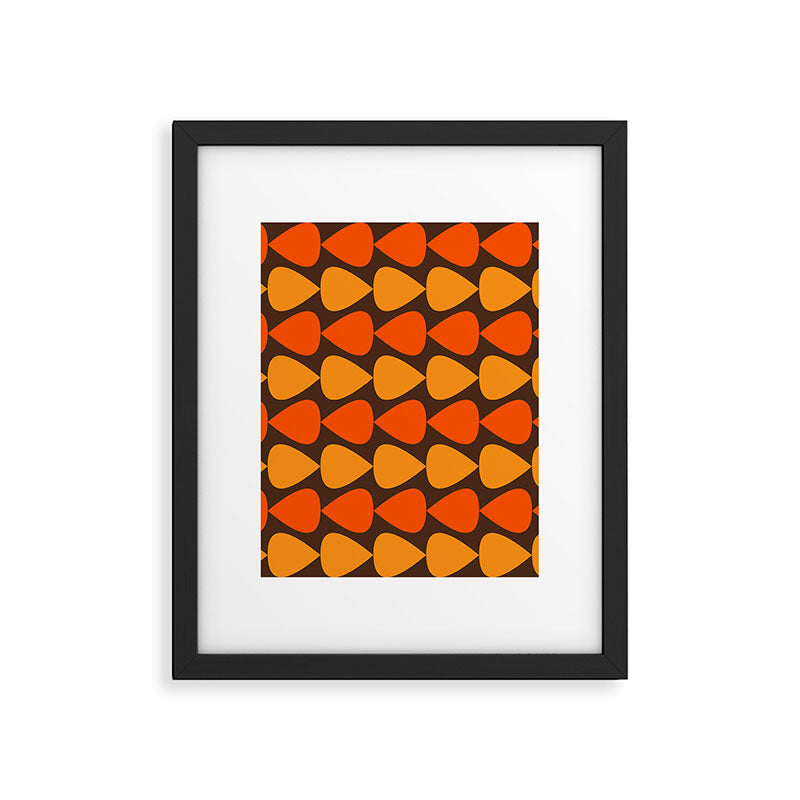 Retro Mid Century Modern Plectrum Stripes Pattern in 70s Brown and Orange Framed Art Print Gallery Image 6