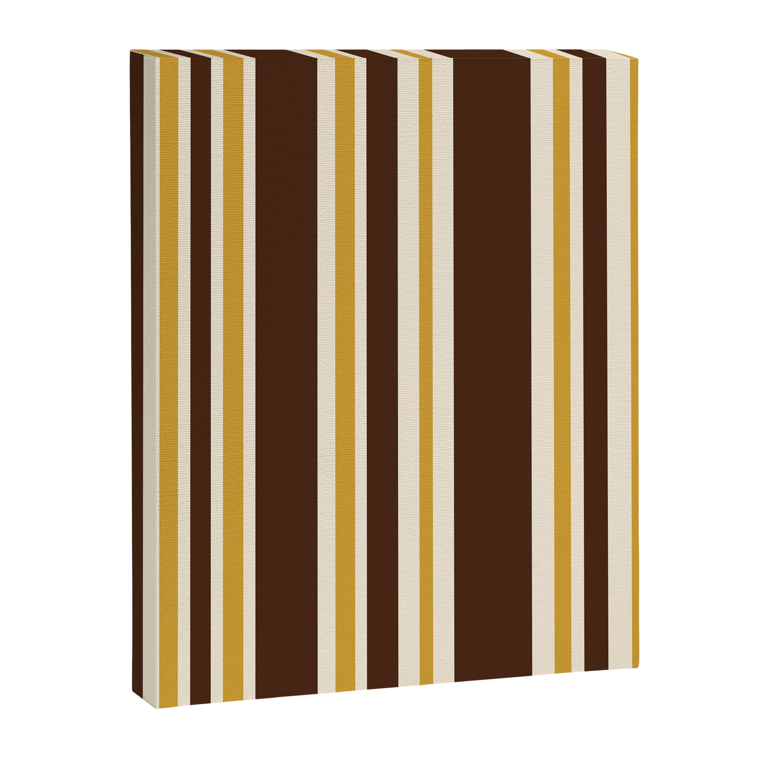 Retro Midcentury 70s Vertical Stripe Pattern Brown and Gold Canvas Print Gallery Image 8