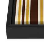 Retro Midcentury 70s Vertical Stripe Pattern Brown and Gold Framed Canvas Print Gallery Image 3