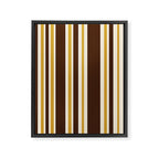 Retro Midcentury 70s Vertical Stripe Pattern Brown and Gold Framed Canvas Print Gallery Image 8