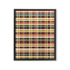 Retro Midcentury Modern Plaid Pattern Teal Brown Coral Gold Beige Framed Canvas Print Gallery Image 8