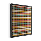 Retro Midcentury Modern Plaid Pattern Teal Brown Coral Gold Beige Framed Canvas Print Gallery Image 2
