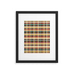 Retro Midcentury Modern Plaid Pattern Teal Brown Coral Gold Beige Framed Art Print Gallery Image 6
