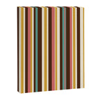 Retro Midcentury Modern Vertical Stripe Pattern Teal Brown Coral Gold Beige Canvas Print Gallery Image 8