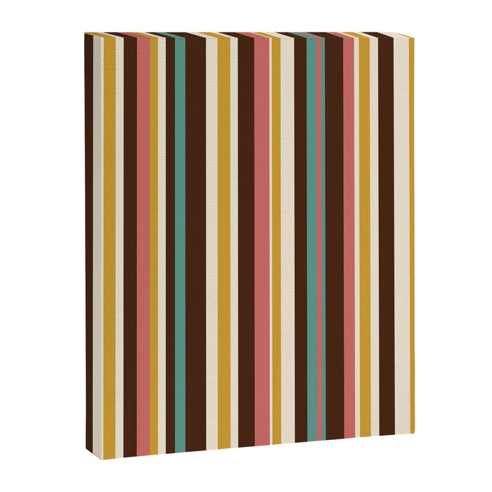 Retro Midcentury Modern Vertical Stripe Pattern Teal Brown Coral Gold Beige Canvas Print Gallery Image 1